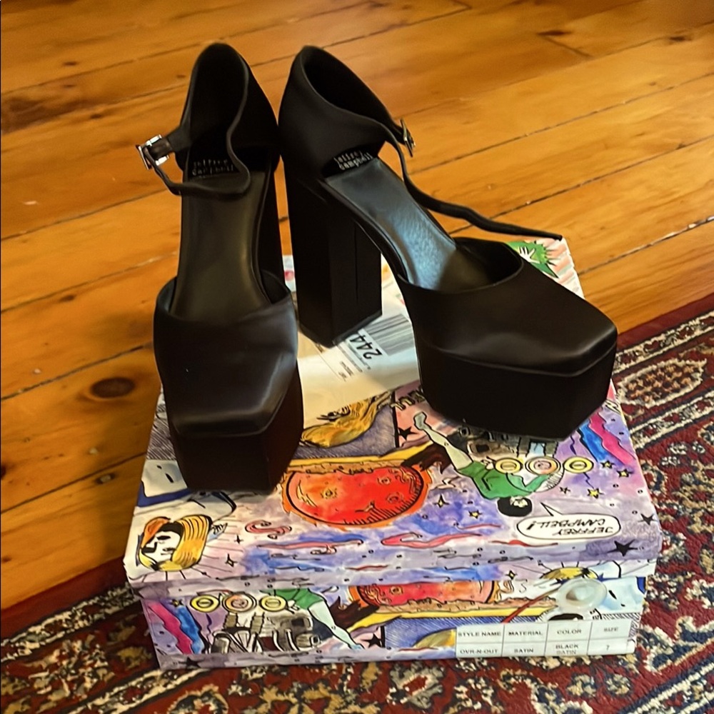 Jeffrey Campbell Over-N-Out Shoes black satin